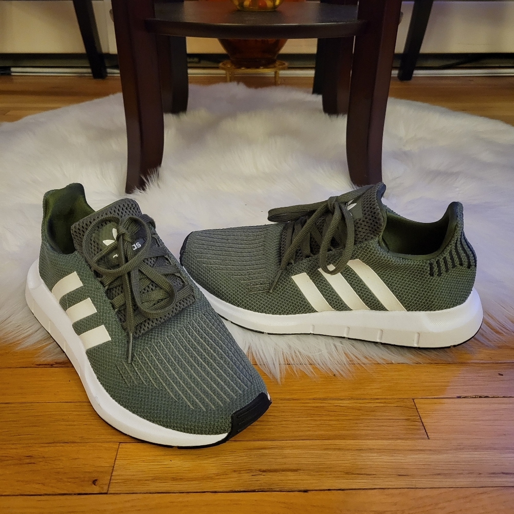 Adidas Green and White Sneakers with Breathable Knit